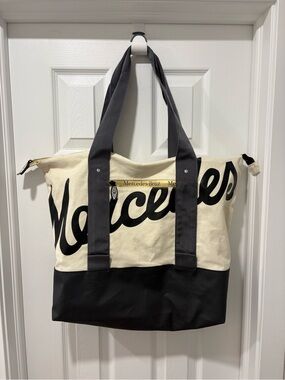 Mercedes Benz Black & Cream Canvas Tote Bag